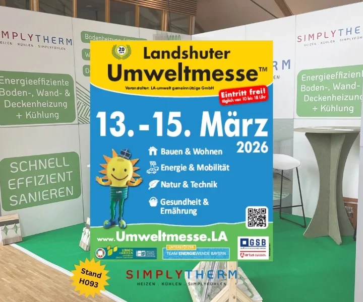 Simplytherm Stand H093 auf der Umweltmesse Landshut – Lösungen zum Fußbodenheizung nachrüsten im Altbau