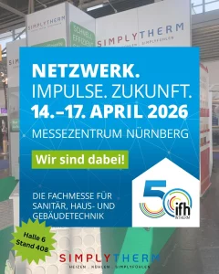 Simplytherm als Aussteller auf der IFH/Intherm – Fußbodenheizung nachrüsten mit Trockensystem
